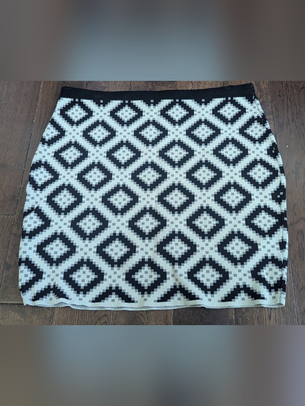 RACHEL Rachel Roy Black and Gray Knit Skirt
